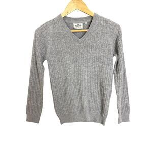 Hoggs Of Fife Sweater Womens XS Gray Cableknit Lambswool Blend Preppy Academia